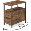 Image de Table d’appoint 2 tiroirs, Marron Rustique + Noir Classique