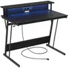 Image de Bureau gaming avec LED, Noir Boisé / 100L x 60P cm