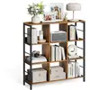 Image de Étagères de rangement multi-grilles de style industriel, Marron Rustique + Noir / 30P x 100L x 103,1H cm