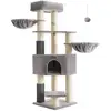 Image de Arbre à chat grand et stable avec tapis chaud, Gris Tourterelle + Blanc Crème