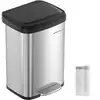 Image de Poubelle de cuisine 50L, Argent + Noir