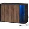 Image de Meuble TV (Assemblage sans outils toolless), Noyer naturel + Noir boisé