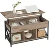 Image de Table basse avec plateau relevable, Marron Camel + Noir