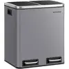 Image de Poubelle en métal 2 x 15L à double compartimen, Gris Ardoise