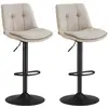 Image de Tabourets de bar design avec siège pivotant à hauteur réglable, Blanc Crème / 2 / Flanelle