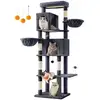 Image de Grand Arbre à Chat avec Niches Paniers Griffoirs Toilettage, Gris Foncé / XXL (59 x 48 x 190,7cm)
