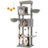 Image de Grand Arbre à Chat avec Niches Paniers Griffoirs Toilettage, Gris Tourterelle / XXL (59 x 48 x 190,7cm)