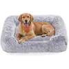Image de Panier pour chien avec bords surélevés et housse lavable en gris, H 106 x l 75 x H 20 cm