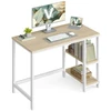Image de Bureau avec rangement industriel, Beige naturel + Blanc perle / 50 x 100 x 76 cm