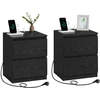 Image de Table de chevet avec 2 prises secteur et 2 ports USB-A, Noir Boisé / 2