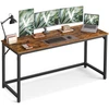 Image de Bureau industriel montage facile, Marron Rustique + Noir D'encre / 60 x 160 x 76 cm
