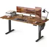 Image de Bureau électrique assis-debout réglable en 4 hauteurs mémorisables, Marron Rustique / 80P x 180L x (71-120)H cm