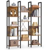 Image de Meuble de rangement 14 étagères, Marron Rustique + Noir D'encre / 128L cm