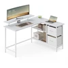 Image de Bureau en Forme de L avec 2 Tiroirs Spacieux, Blanc érable / 135L cm
