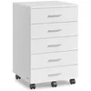 Image de Caisson de bureau à roulettes avec cinq tiroirs, Blanc Nuage