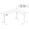 Image de Bureau d'angle électrique réglable avec multiprise, Blanc Nuage + Blanc Mat
