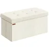 Image de Banc de rangement pliable avec coffre, Blanc Crème / 76L cm