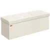 Image de Banc de rangement pliable avec coffre, Blanc Crème / 110L cm