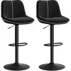 Image de Tabourets de Bar Pivotants avec Hauteur Réglable, Noir D'encre / Velours / Lot de 2