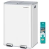 Image de Poubelle à pédale en acier deux compartiments fermeture douce, 2 x 30 L, Blanc Mat