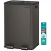 Image de SONGMICS Poubelle de Cuisine, 2 x 30 L, 2 Compartiments, Poubelle à Pédale, Couvercle à Fermeture Douce, avec Seaux Intérieurs, Acier Inoxydable, 15 Sacs Poubelle Inclus, Gris Ardoise LTB741G01 en occasion ou reconditionné