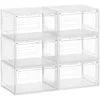 Image de Boîtes à chaussures empilables en plastique avec porte, Blanc Transparent / 6
