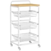 Image de Chariot à paniers amovibles, Doré Chêne + Blanc Mat / 4 Niveaux