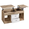 Image de Table basse avec 2 tiroirs et compartiments cachés, Marron Camel + Blanc Nuage