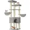Image de Arbre à chat spacieux à plusieurs niveaux, Gris Tourterelle + Blanc Crème