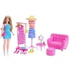 Image de Barbie Coffret Séance d'Essayage avec Poupée Mannequin et Accessoires Bleu