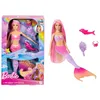 Image de Barbie Poupée Sirène « Malibu » Aux Cheveux Roses, Accessoires Coiffure, Animal De Compagnie Dauphin, Fonction Changement De Couleur, Jouet Enfant, A Partir De 3 Ans, HRP97 en occasion ou reconditionné