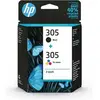 Image de Pack de 2 Cartouches d'Encre Noire et Trois Couleurs 305 Authentiques (6ZD17AE)