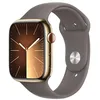 Image de Apple Watch Series 9 (45 mm GPS + Cellular) Smartwatch avec boîtier en acier inoxydable or et Bracelet Sport argile (S/M). Suivi de l’activité physique, apps Oxygène sanguin et ECG, résistance à l’eau en occasion ou reconditionné
