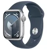 Image de Apple Watch Series 9 (41 mm GPS) Smartwatch avec boîtier Aluminium Argent et Bracelet Sport Bleu Orage (S/M). Suivi de l’activité Physique, apps Oxygène sanguin et ECG, écran Retina Toujours activé en occasion ou reconditionné