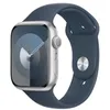 Image de Montre connectée GPS Apple Watch Series 9 de 45 mm, avec boîtier en aluminium argenté et bracelet de sport tempête (bleu tempête) S/M. Tracker fitness, application O  Levels, écran Retina toujours en occasion ou reconditionné