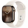 Image de Apple Watch Series 10 GPS + Cellular 42mm Boîtier en Titane Or avec Bracelet Sport Lumière Stellaire - M/L