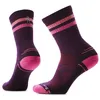 Image de Smartwool - Hike Light Cushion Tube Stripe Crew - Chaussettes randonnée femme Purple Iris - M (38 - 41)