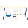 Image de Balançoire De Jardin 6 En 1 Portique Métal Capacité 200kg Enfants 3 Ans Et Plus