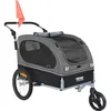 Image de VEVOR Remorque de Vélo Chien Pliable Charge 40 kg Poussette d'Animaux de Compagnie 2en1 Cadre Facile à Plier avec Roues à Dégagement Rapide, Coupleur de Vélo Universel, Réflecteurs, Drapeau, Noir/Gris en occasion ou reconditionné
