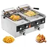 Image de Friteuse Electrique Commerciale 3000W 2 Cuves En Inox De 8,5L Avec 2 Paniers à Frire