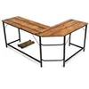 Image de bureau informatique d'angle marron 168 x 125 x 74cm en bois et métal pour maison,bureau