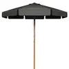 Image de parasol inclinable gris Ø300cm avec manivelle anti-UV, protection solaire toile polyester imperméable pour jardin, terrasse, balcon