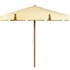 Image de parasol inclinable beige Ø300cm avec manivelle anti-UV, protection solaire toile polyester imperméable pour jardin, terrasse, balcon