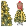 Image de Sapin de Noël Artificiel Pré-éclairé de 150 cm, Arbre de Noël Mannequin avec Jupe