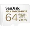 Image de MAX ENDURANCE Carte microSDHC 64Go Adaptateur SD pour le monitoring vidéo domestique ou sur dashcam 30 000 heures d'enregistrement