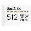Image de High Endurance - Carte mémoire flash (adaptateur microSDXC vers SD inclus(e)) - 512 Go - Video Class V30 / UHS-I U3 / Class10 - microSDXC UHS-I
