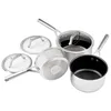 Image de Ninja Foodi ZEROSTICK Set 3 Casseroles, Acier inoxydable, 16 cm/18 cm/20 cm, Couvercles en verre trempé, Résistantes, Antiadhésives, Compatibles avec l'induction, Compatibles lave-vaisselle C63000EU en occasion ou reconditionné
