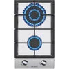 Image de Plaque de cuisson gaz domino TG2I-194 Inox Noir 2 foyers 5200W Grilles fonte Gaz ville et bouteille