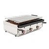Image de Barbecue à Gaz avec Pierre Volcanique et Grille Inoxydable Côtelée Réglable - - - Acier inoxydable6 brûleurs 370x600x260mm