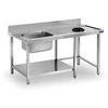 Image de Table de Prélavage Inox avec Trou de Vide Déchets, Bac à Gauche et Etagère